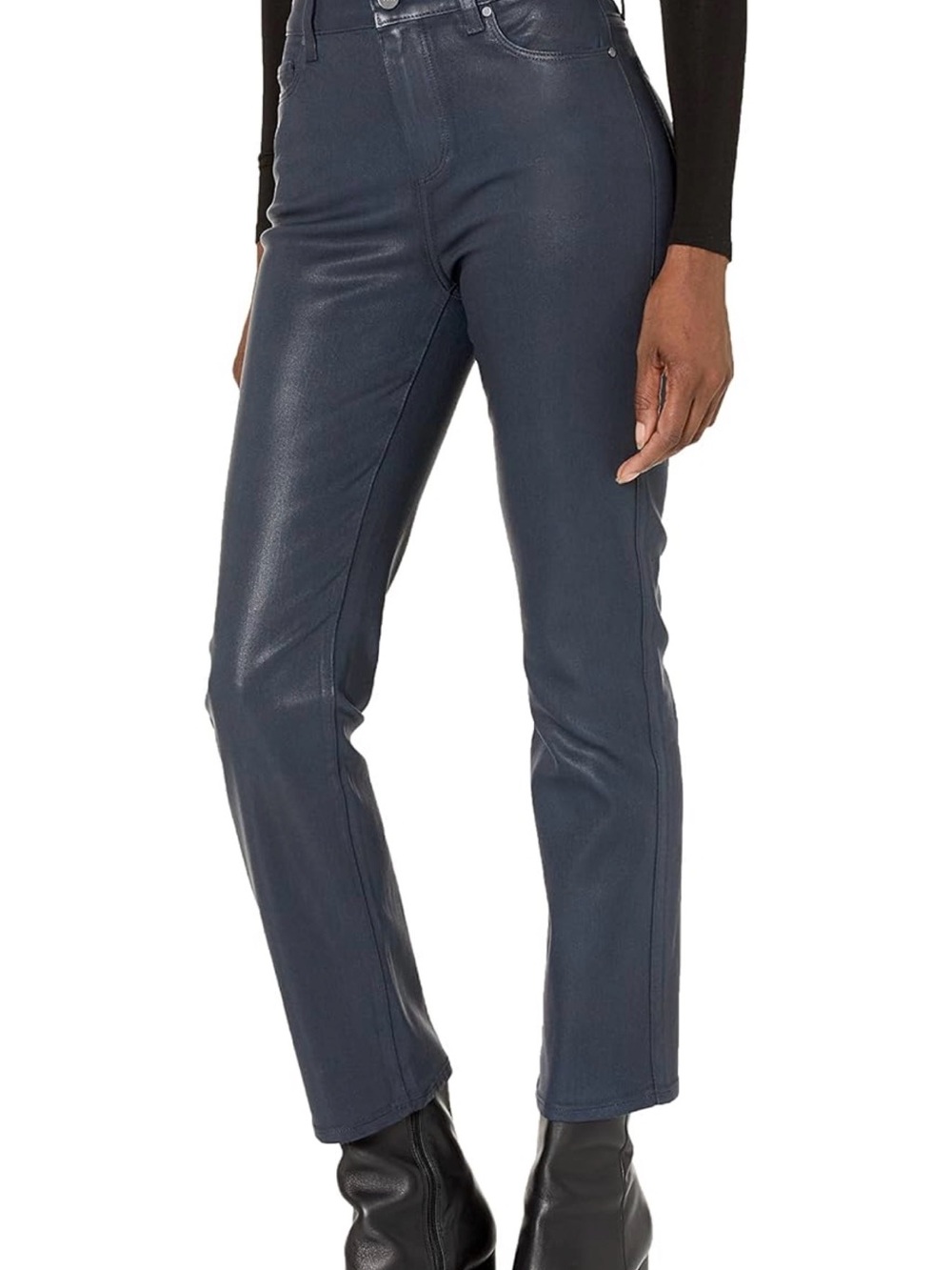 Paige Transcend Cindy Luxe Coated Denim Jean Royal Navy MSRP $239